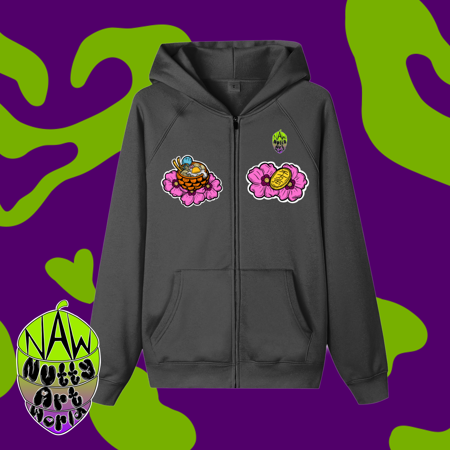 Happy Ramen Time! Zip-up Fleece Hoodie