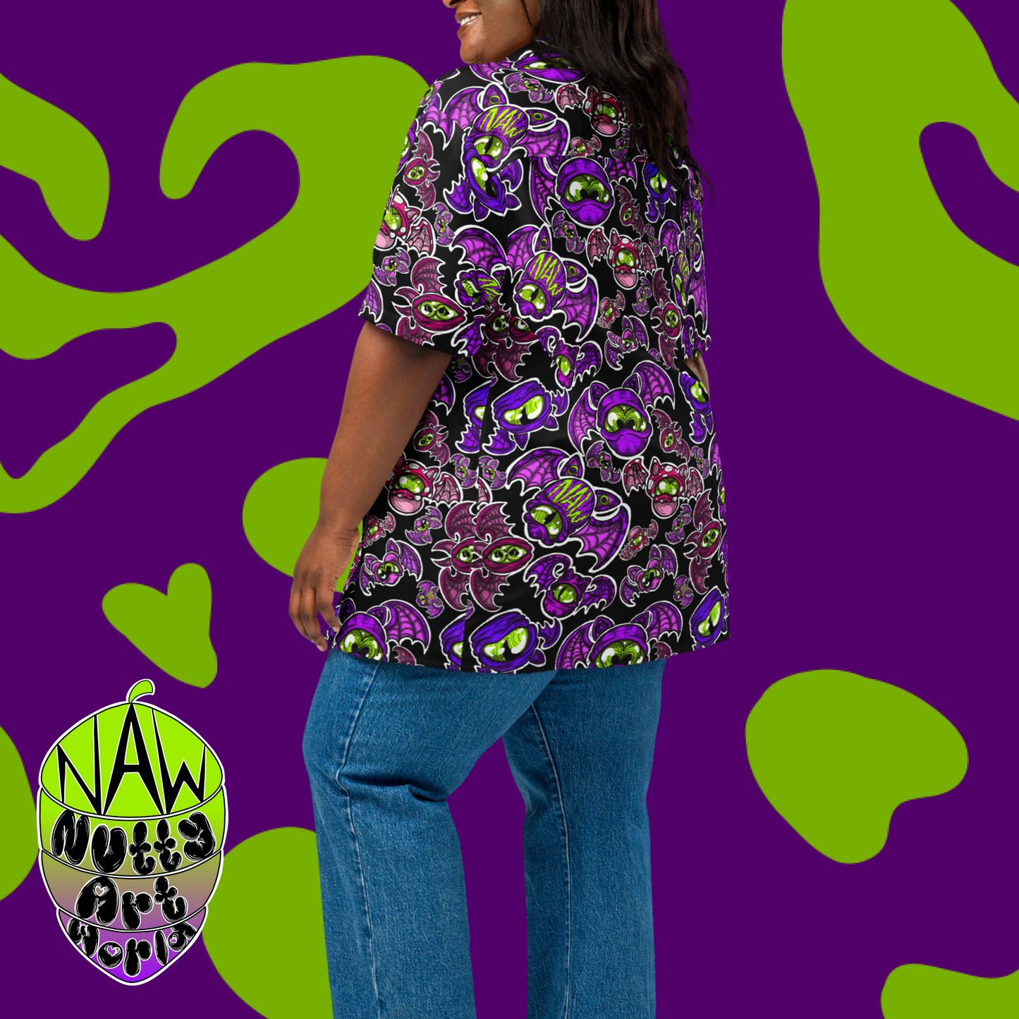 Batty Kitty Unisex Button Shirt