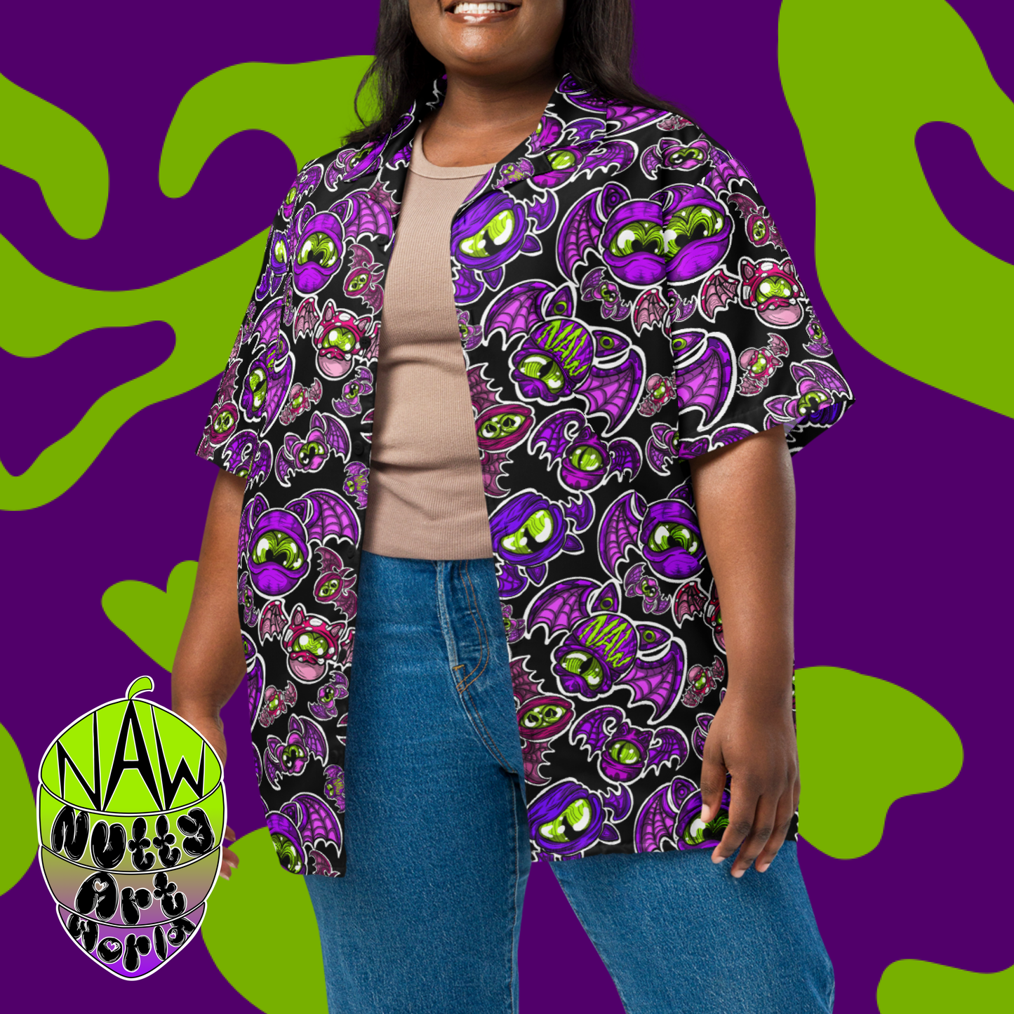 Batty Kitty Unisex Button Shirt