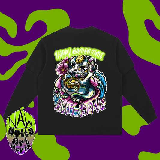 Happy Ramen Time Layered Long Sleeve O-sized Tee