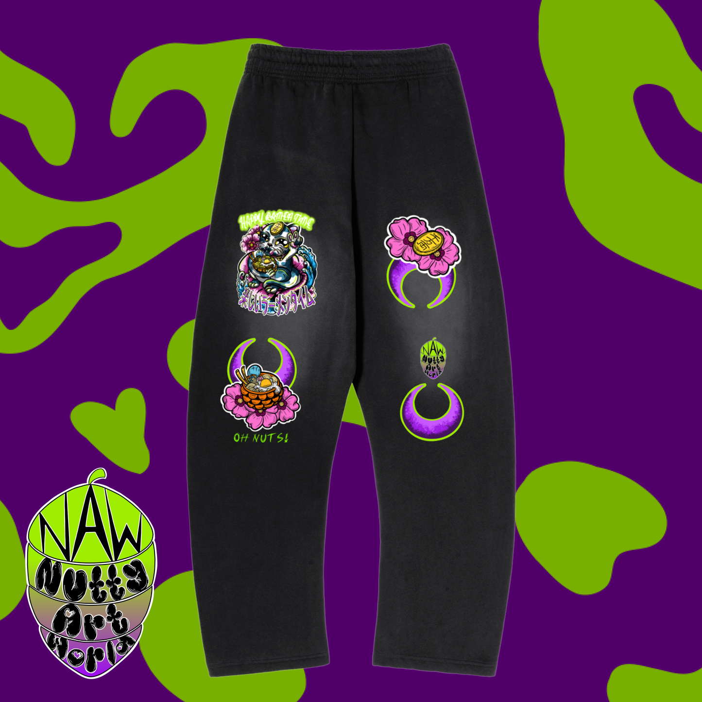 Ramen Kitty Sunfade Fleece Sweatpants