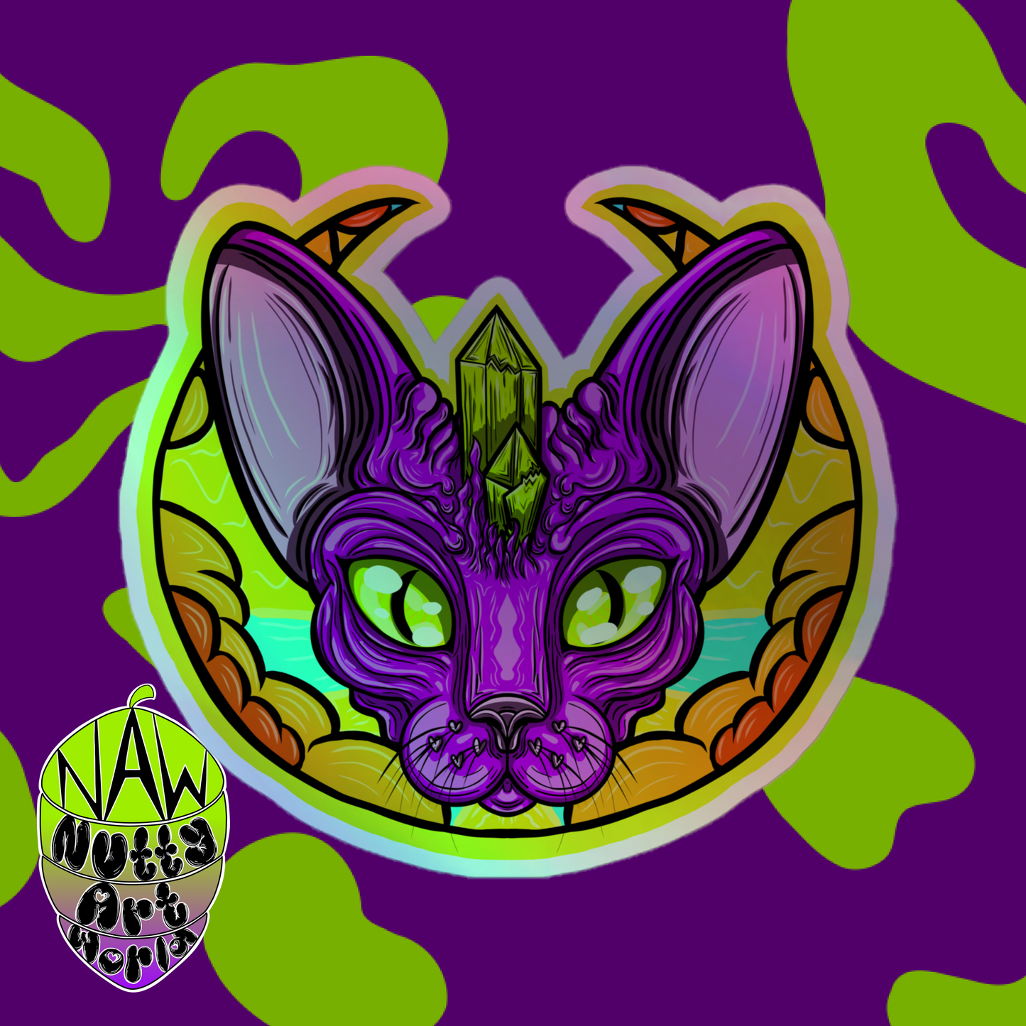 Crystal kitty Holographic Stickers
