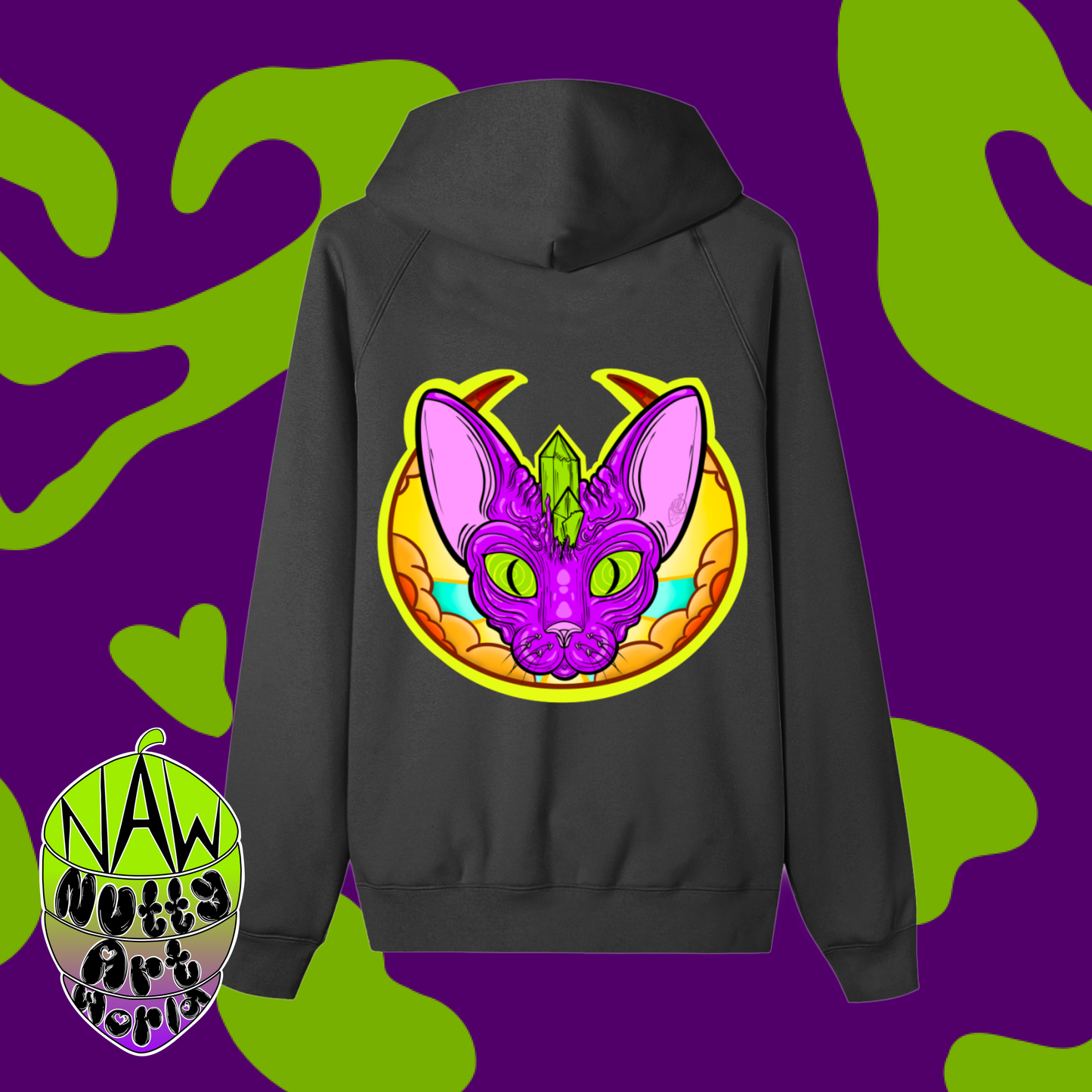 Crystal Kitty Zip-up Fleece Hoodie