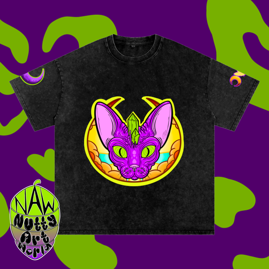 Crystal Kitty Oversized Cotton T-Shirt