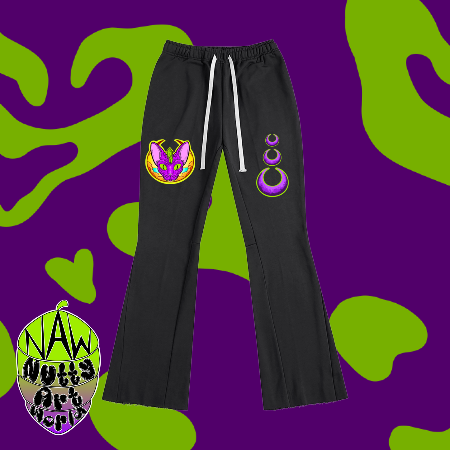 Crystal Kitty Flared Sweatpants