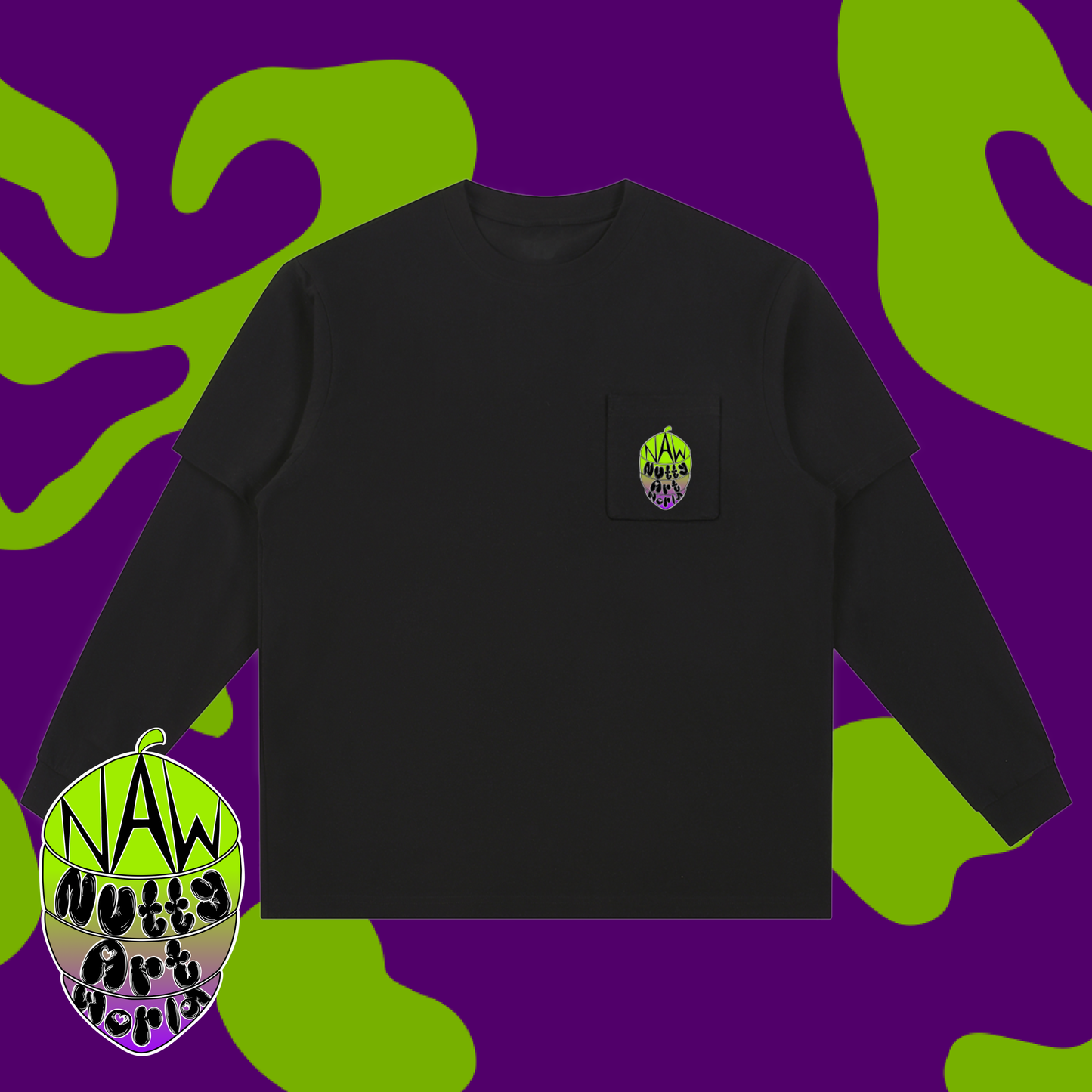Crystal Kitty Layered Long Sleeve O-sized Tee