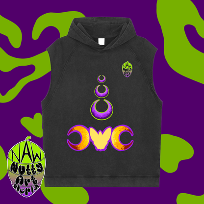 Crystal Kitty Snow Washed Sleeveless Hoodie