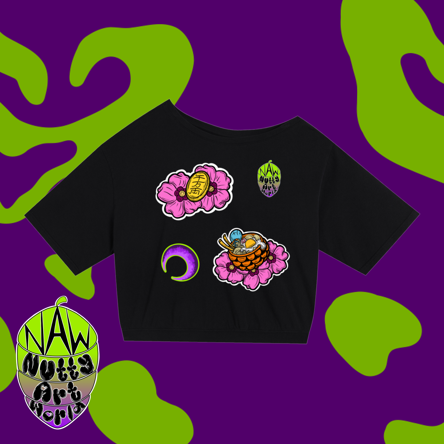 Happy Ramen Time! Shoulder Oversized Cotton T-Shirt