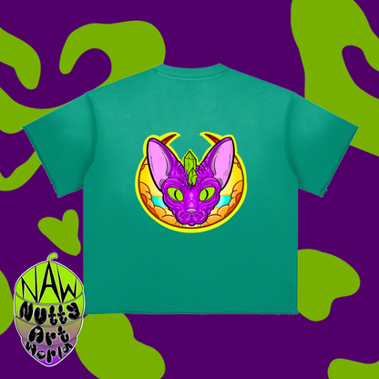 Crystal Kitty Sun Fade Raw Edge T-Shirt