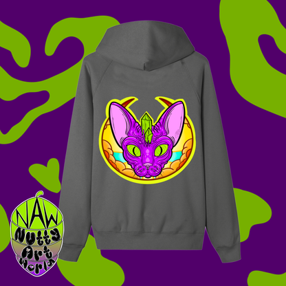 Crystal Kitty Zip-up Fleece Hoodie