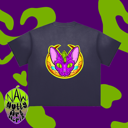 Crystal Kitty Sun Fade Raw Edge T-Shirt