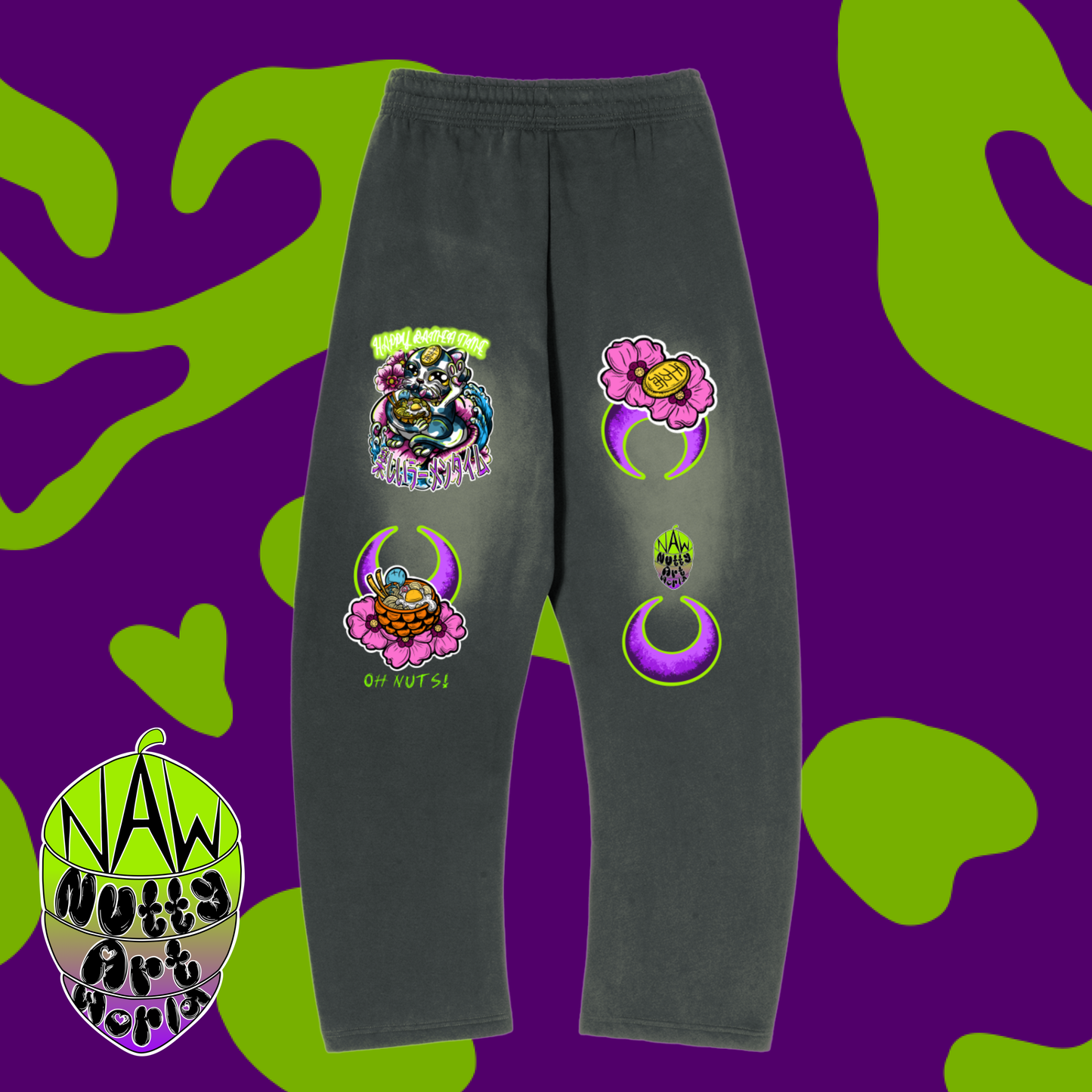 Ramen Kitty Sunfade Fleece Sweatpants