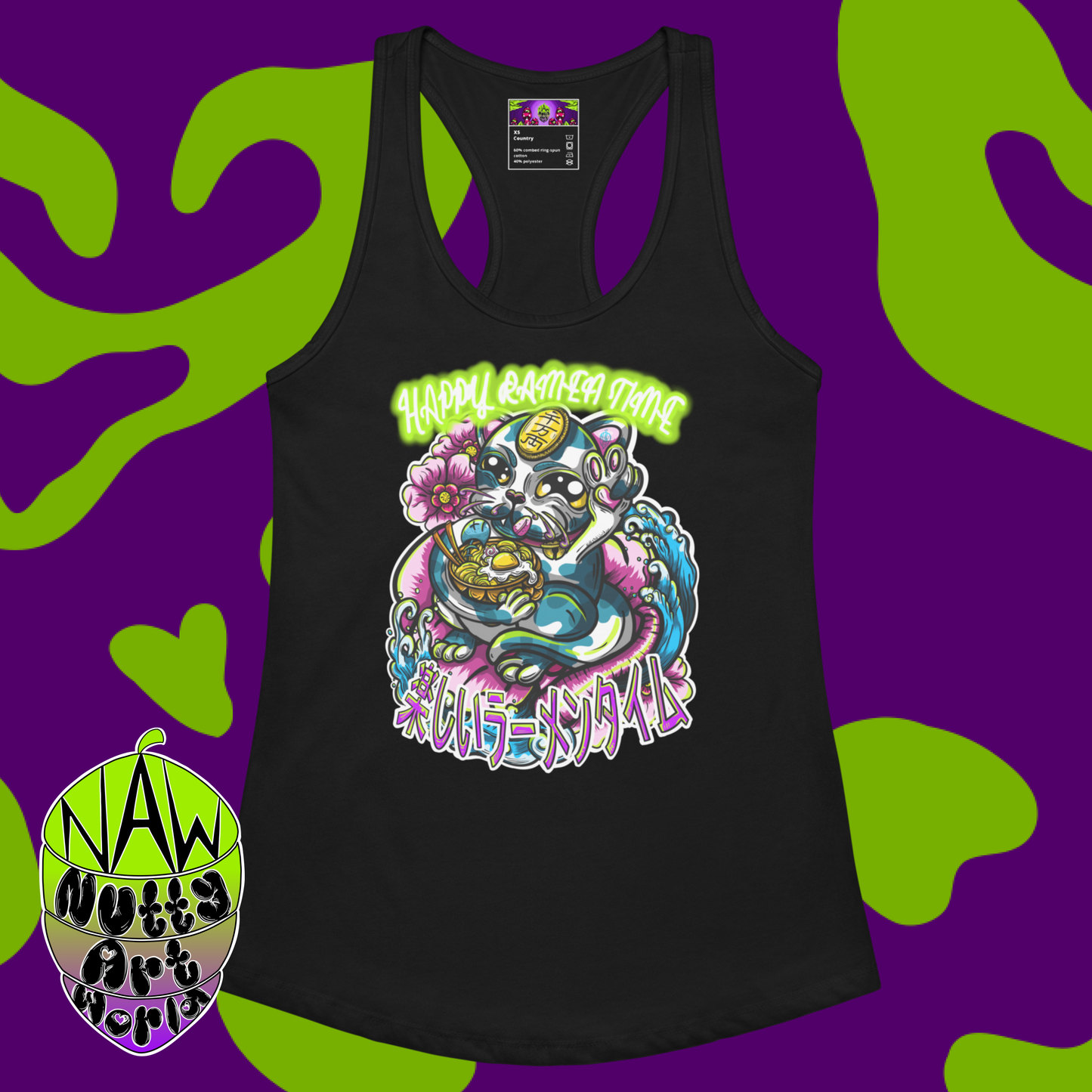 Ramen Kitty Women’s fitted racerback tank top