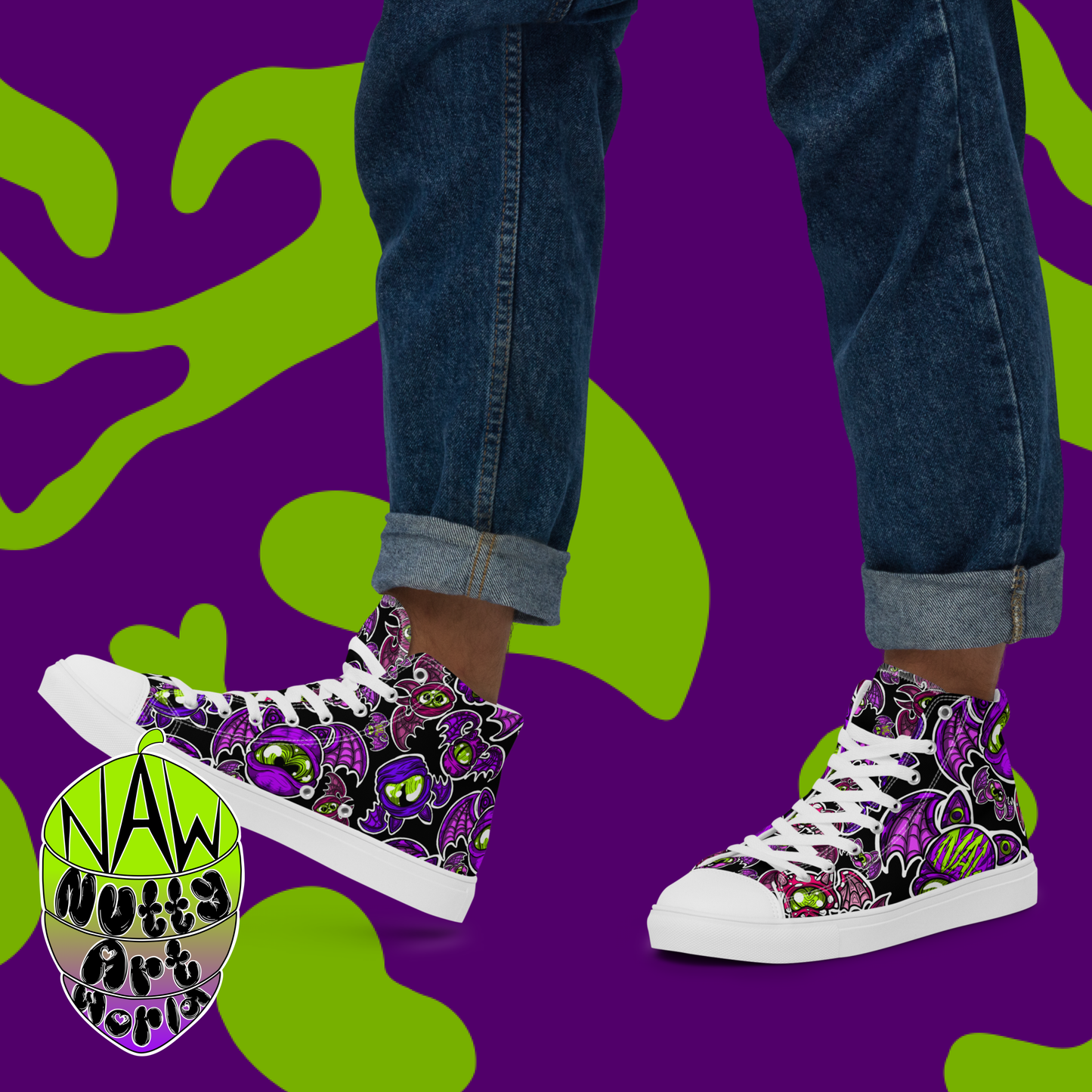 Batty Kitty's Men’s high top canvas shoes