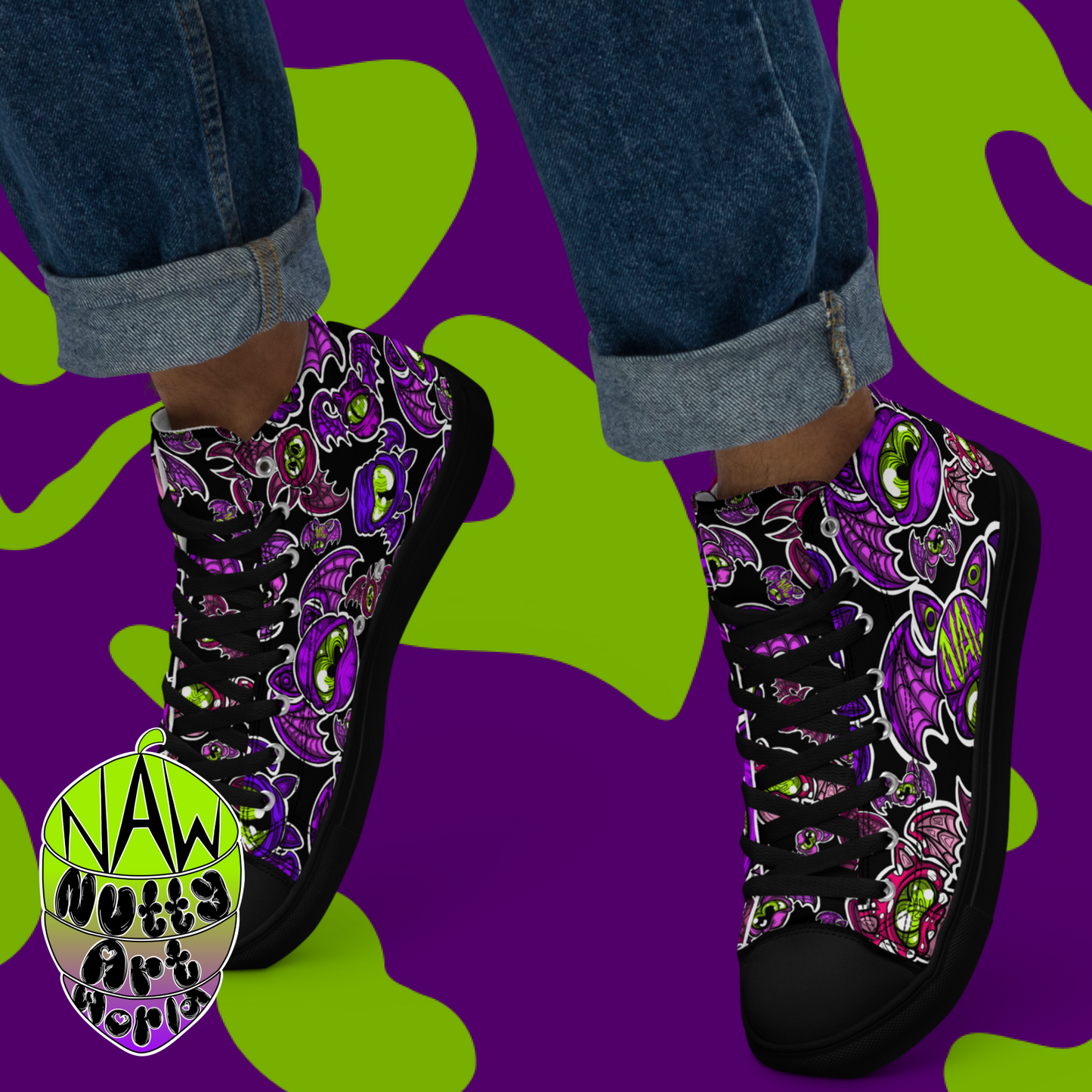 Batty Kitty's Men’s high top canvas shoes